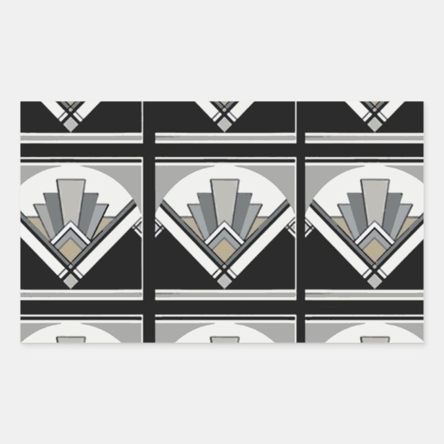 Art Deco geometrisch Rechteckiger Aufkleber (Vorderseite)