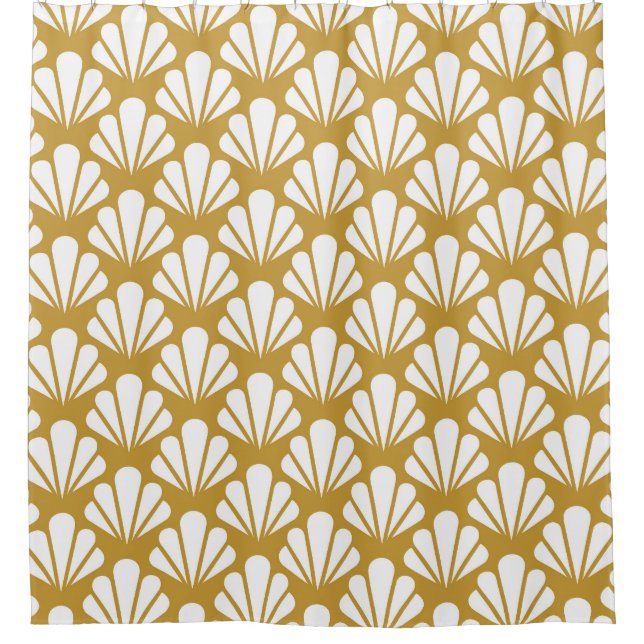 Art Déco, geometrische, blumengeschmückte Muster. Duschvorhang (Vorderseite)