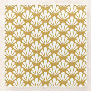 Art Déco, geometrische, blumengeschmückte Muster. Glasuntersetzer
