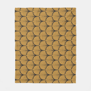 Art Deco Geometrische Blumige Textur Fleecedecke