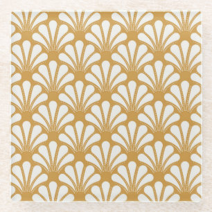 Art Deco Geometrische Meeresmuschel Glasuntersetzer