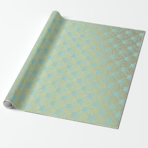 Art Deco Geometrische Muscheln Golden Blue Geschenkpapier