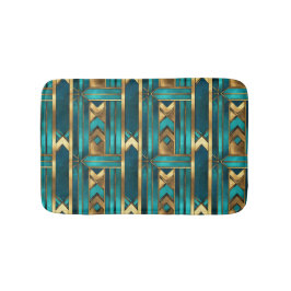 Art Deco geometrische Pfeile, Gold und Türkis Badematte