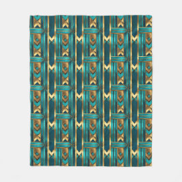 Art Deco geometrische Pfeile, Gold und Türkis Fleecedecke