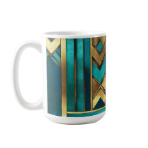 Art Deco Geometrische Pfeile, Gold und Türkis
