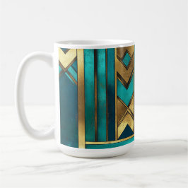Art Deco Geometrische Pfeile, Gold und Türkis Kaffeetasse