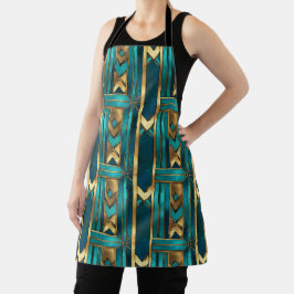 Art Deco geometrische Pfeile, Gold und Türkis Schürze