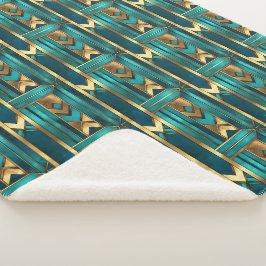 Art Deco geometrische Pfeile, Gold und Türkis Sherpadecke