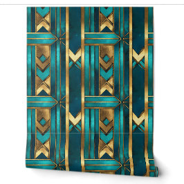Art Deco geometrische Pfeile, Gold und Türkis Tapete