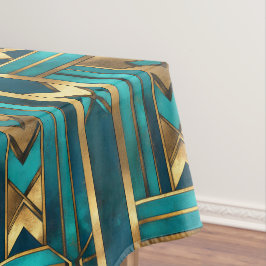 Art Deco Geometrische Pfeile, Gold und Türkis Tischdecke