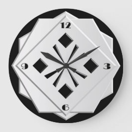 Art Deco geometrische Schwarz-Weiß-Muster Große Wanduhr
