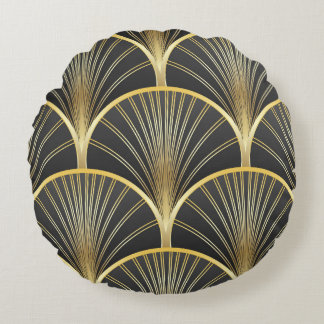 Art Deco Geometrische Textur Illustration Rundes Kissen