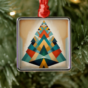 Art Deco Geometrische Weihnachtsdreiecksverzweigun Ornament Aus Metall