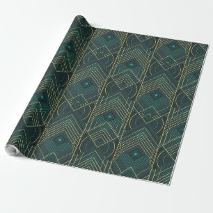 Art Deco Geometrischer Aufschwung - Türkis Türkis Geschenkpapier