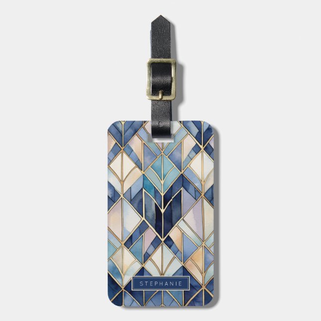 Art Deco Geometrisches Muster Gepäckanhänger (Vorderseite vertikal)