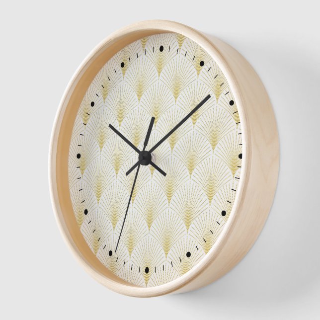 Art Deco Geometrisches Muster in Gold und Weiß Uhr (Winkel)