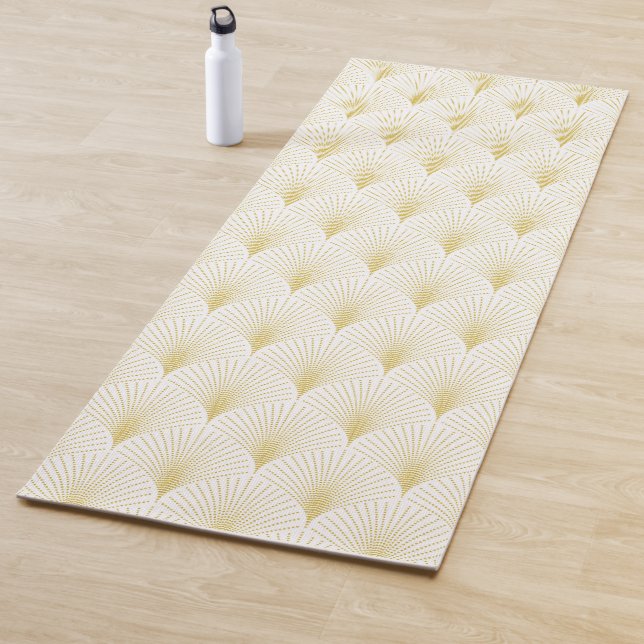 Art Deco Geometrisches Muster in Gold und Weiß Yogamatte (Beispiel)