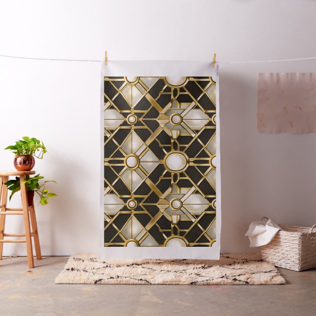 Art Deco geometrisches Muster Stoff sieht schwarz  (Beispiel)
