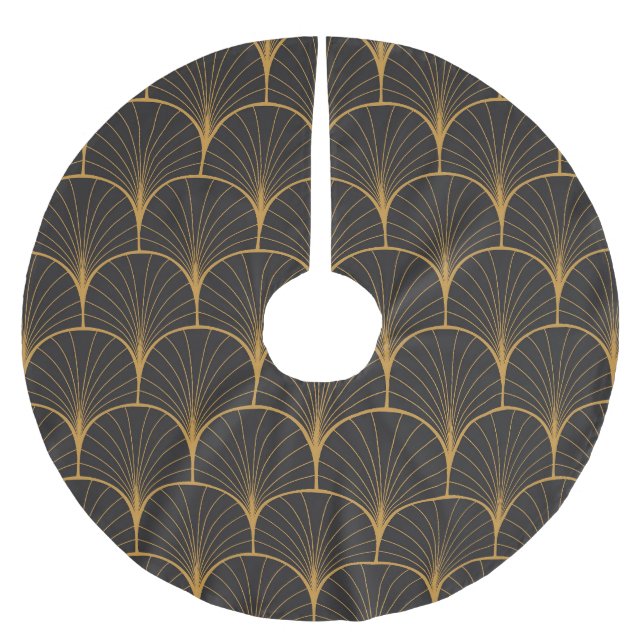 Art Deco, Geometrisches Vintages Muster. Polyester Weihnachtsbaumdecke (Vorderseite)