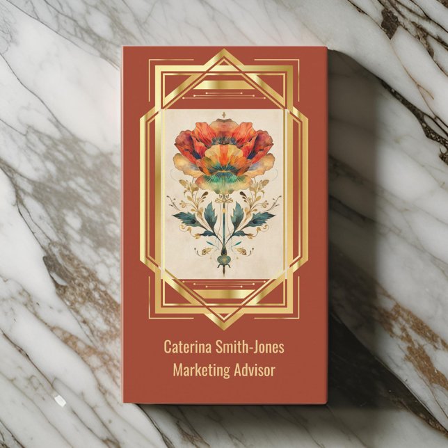 Art Deco Gerahmtes Mohnchen Vintag Visitenkarte (Von Creator hochgeladen)