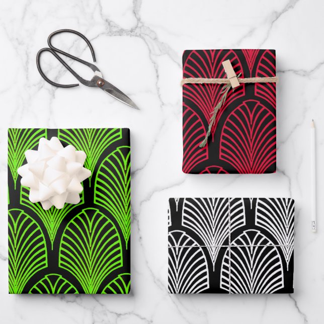 Art-Déco-Geschenkpackung zu Weihnachten Geschenkpapier Set (Vorderseite)
