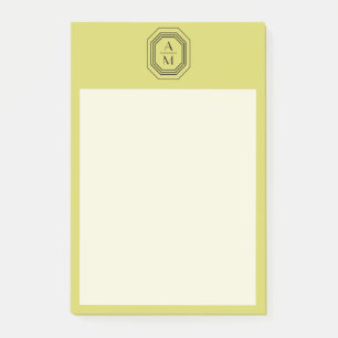 Art Deco gestapeltes Monogramm-Logo auf Gelbgrün Post-it Klebezettel