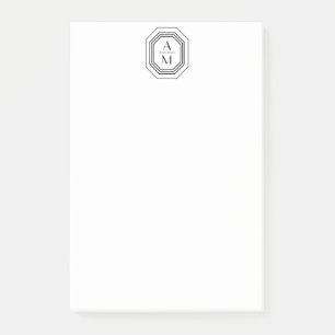 Art Deco gestapeltes Monogramm-Logo Schwarz/Weiß Post-it Klebezettel
