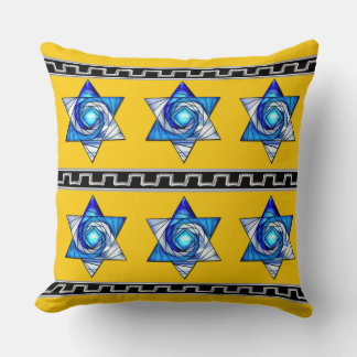 Art Deco Gesteinigtes Glas Magen David Stripes Kissen