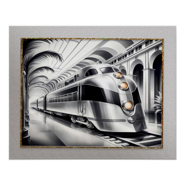 Art Deco gestrafft Art Train Poster. Poster (Vorderseite)