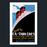 Art Deco Gewerkschaft Lines Poster<br><div class="desc">Vintages Plakat für die Seefracht, das Reisen auf der Gewerkschaft Steam Ship Company of Neuseeland fördert.</div>