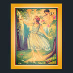 Art Deco "Girl & Cupid at Waterfall" Poster<br><div class="desc">Vintag,  1929,  Art Deco Print,  Girl & Cupid at Waterfall in lebhaften Farben von Gelb,  Grün,  Rosa und Blau Druck von Chiostri.</div>