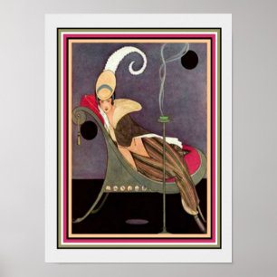 Art Déco "Girl On Chaise" Imprimer 12 x 16