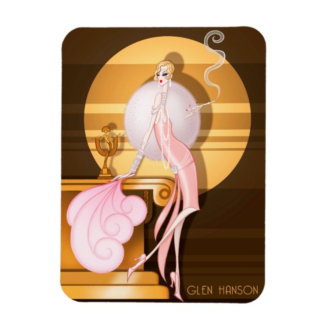 "Art Deco Girl" Premium Flex Magnet von Glen Hanso (Vertikal)