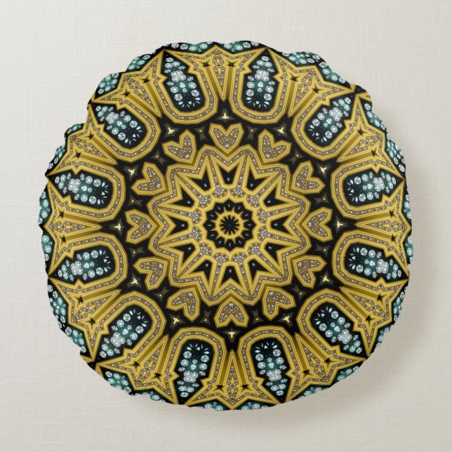 Art Deco Glam Diam Gold Runde Pillow Rundes Kissen (Vorderseite)