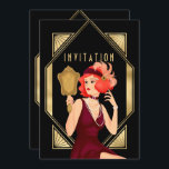 Art Deco Glam Girl 30. Geburtstag Gold Schwarz Einladung<br><div class="desc">Ihre Gäste werden wissen, dass sie sich für eine rauschende Zeit der 20er Jahre einsetzen, wenn sie diese elegante, in Gold und Schwarz gehaltene Art-Déco-Einladung zu Ihrem 30. Party erhalten. Auf der Rückseite können Sie die Typografie ganz einfach mit Ihren Details personalisieren. Auf der Vorderseite das Kopfwort Einladung im selben...</div>