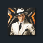 Art Deco Glam: Gold Man Leinwanddruck<br><div class="desc">Glamouröse 20er Jahre Art-Déco-Portrait eines scharf gekleideten Mannes</div>