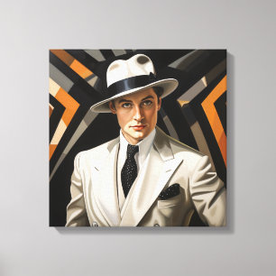 Art Deco Glam: Gold Man Leinwanddruck
