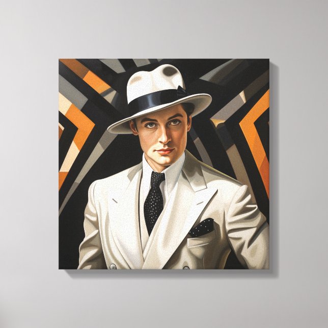Art Deco Glam: Gold Man Leinwanddruck (Vorderseite)