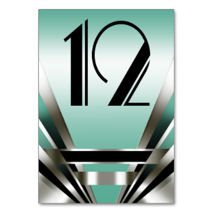 Art Deco Glam Nouveau Tischnummern   Aquamarin