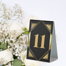Art Deco Glam Vintage Gold auf schwarzer Tischnumm