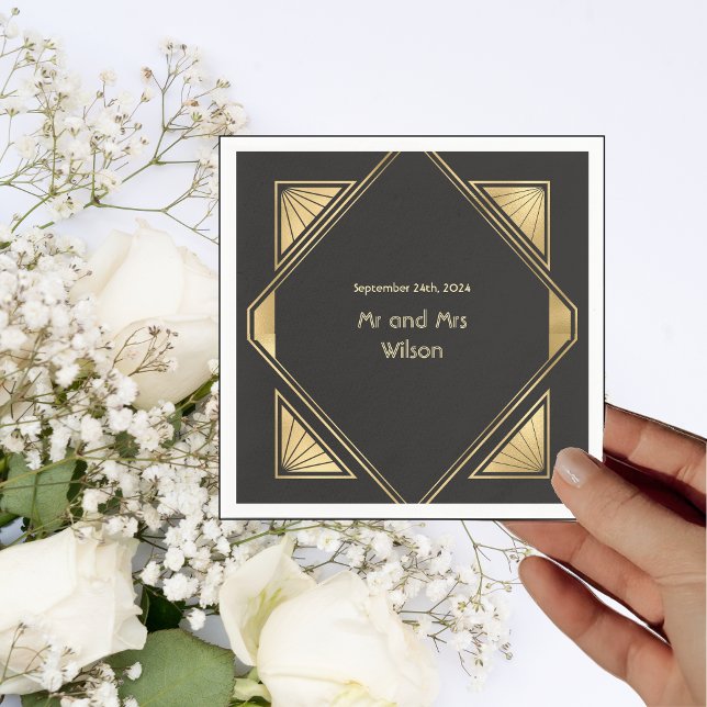 Art Deco Glam Vintage Hochzeit Abendessen Cocktail Serviette (Von Creator hochgeladen)