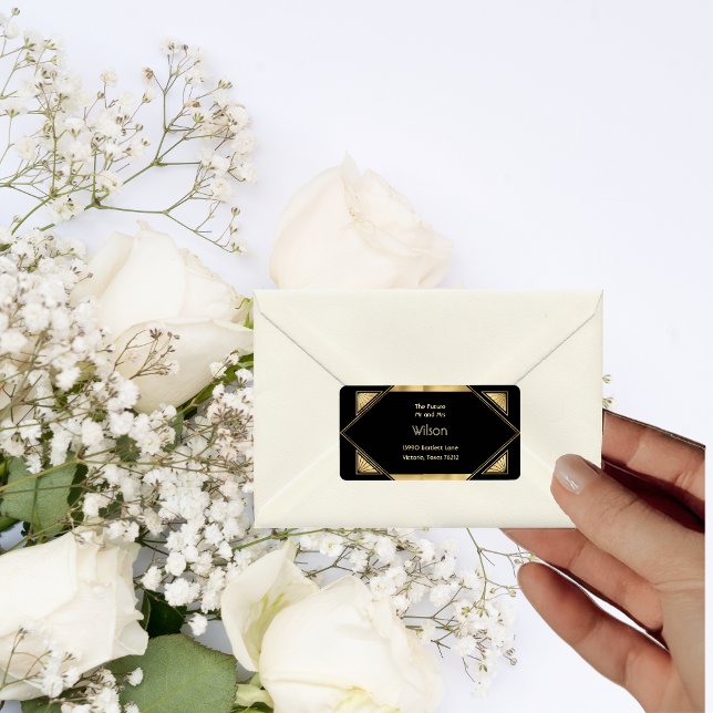 Art Deco Glam Vintage Hochzeit Rücksendeadresse Adressaufkleber (Von Creator hochgeladen)