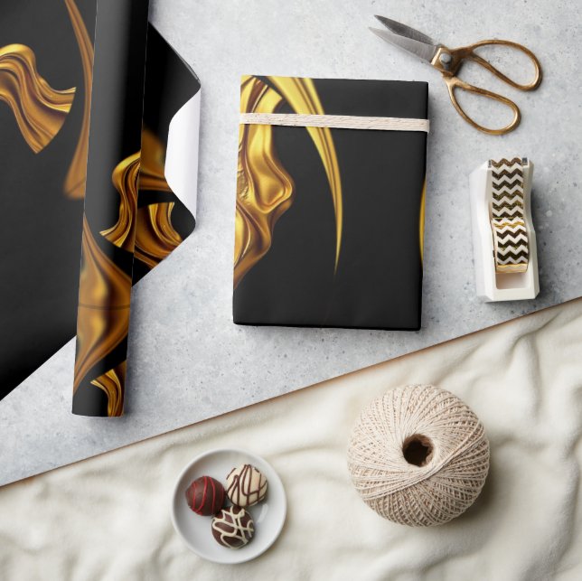 Art Deco Glamour: Abstract Liquid Gold Luxury Gift Geschenkpapier (Basteln)