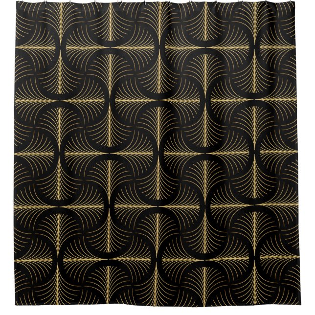 Art Deco Glamour: Goldene Motive Duschvorhang (Vorderseite)