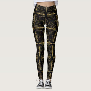 Art Deco Glamour: Goldene Motive Leggings