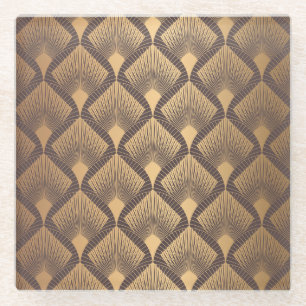 Art Deco Glamour: Goldene Schuppen. Glasuntersetzer