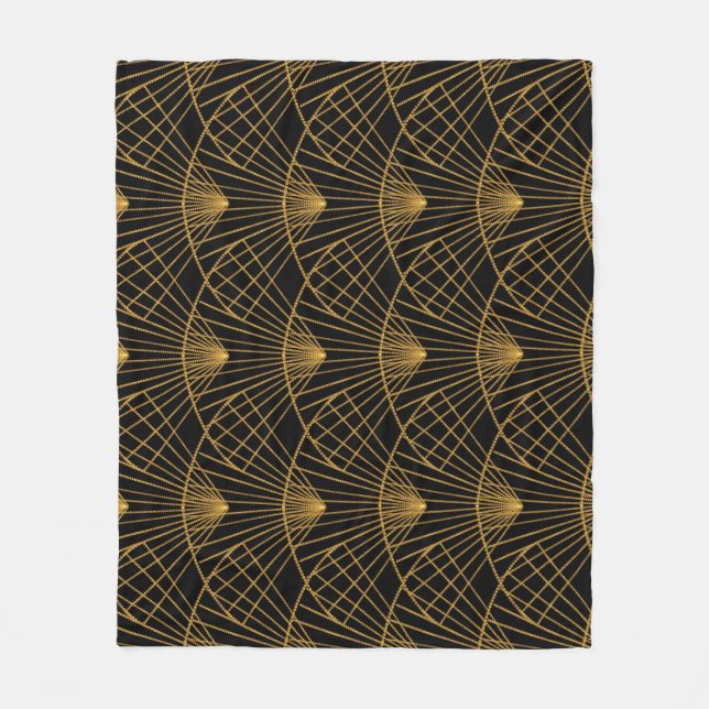 Art Deco Glamour: Goldener Lüfter. Fleecedecke (Vorderseite)