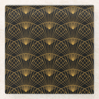 Art Deco Glamour: Goldener Lüfter. Glasuntersetzer