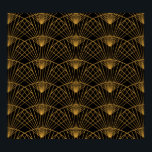 Art Deco Glamour: Goldener Lüfter. Poster<br><div class="desc">Goldenes Fanmuster im Art Déco Stil Elegantes goldenes Fanmuster im Art Déco Stil. Eine Touch klassischen Luxus für Ihre Dekoration! Bewundern Sie den Art-Déco-Stil mit einer fächerförmigen, gelben und schwarzen Abbildung. Perfekt für eine Touch Vintagen Glamours: Kunst, Hintergrund, Muster, abstrakt, Blume, Textur, Dekoration, Papier, Mode, Rahmen, Vintag, Gold, Illustration, Licht,...</div>