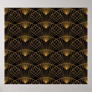 Art Deco Glamour: Goldener Lüfter. Poster